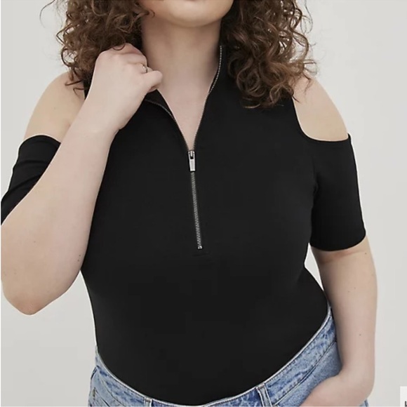 torrid Tops - Torrid LoveSick Cold Shoulder Mock Neck Tee